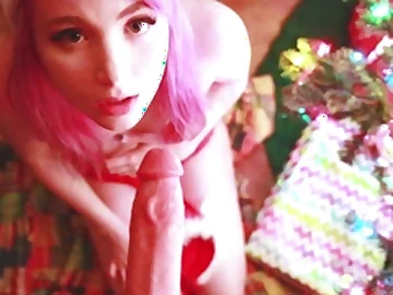 Small knocker brunette gives a POV blowjob